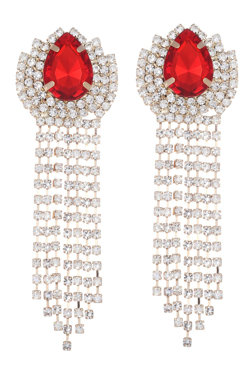 Water Drop Earrings with Sparkly Rhinestone Tassels