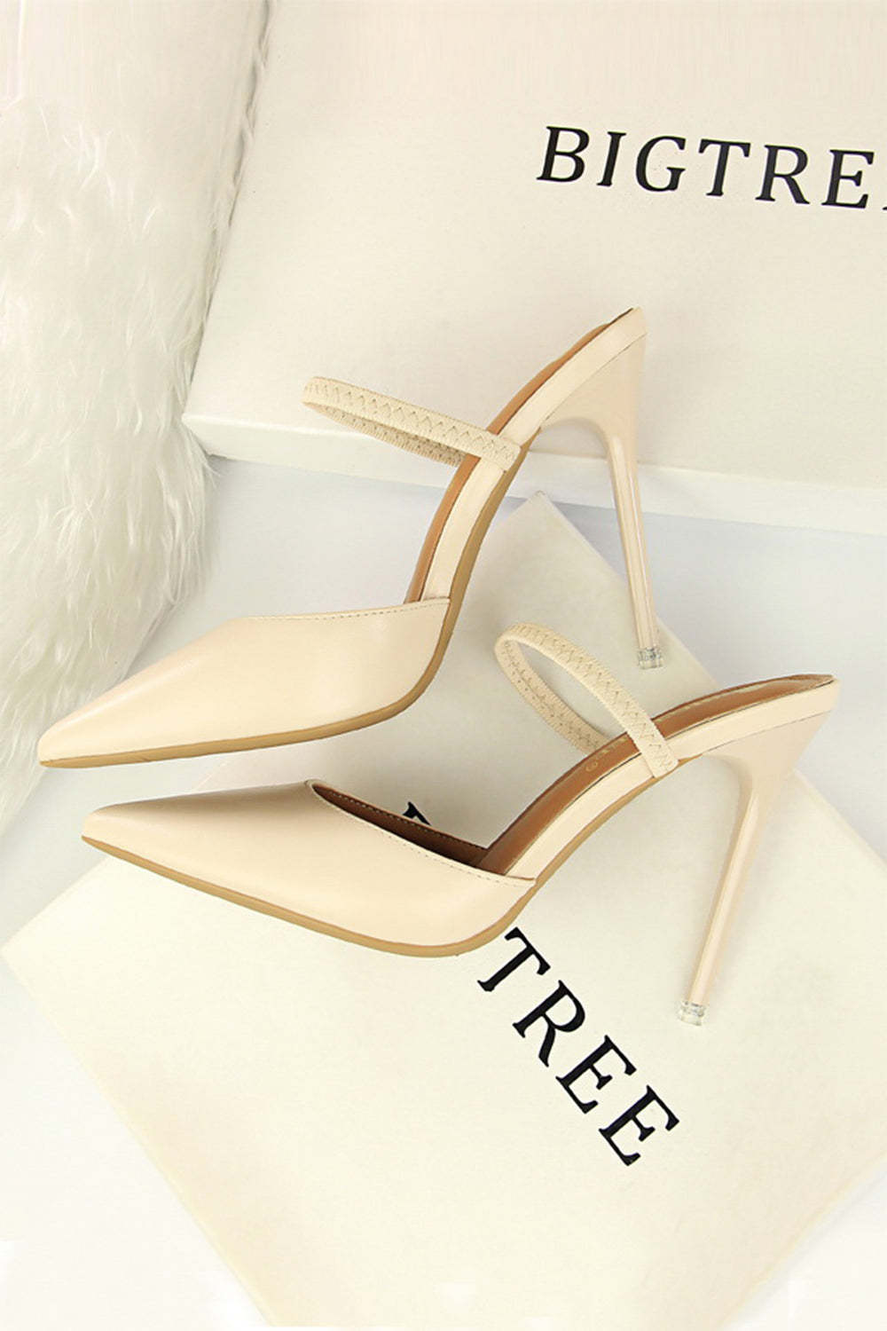 Pointy Stiletto Heels in Apricot