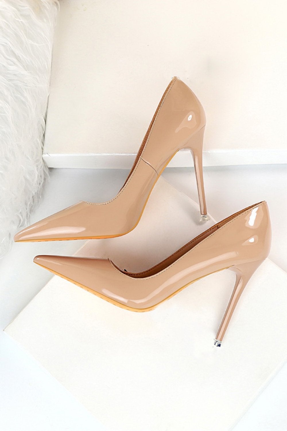 Pointy Stiletto Heels in Khaki
