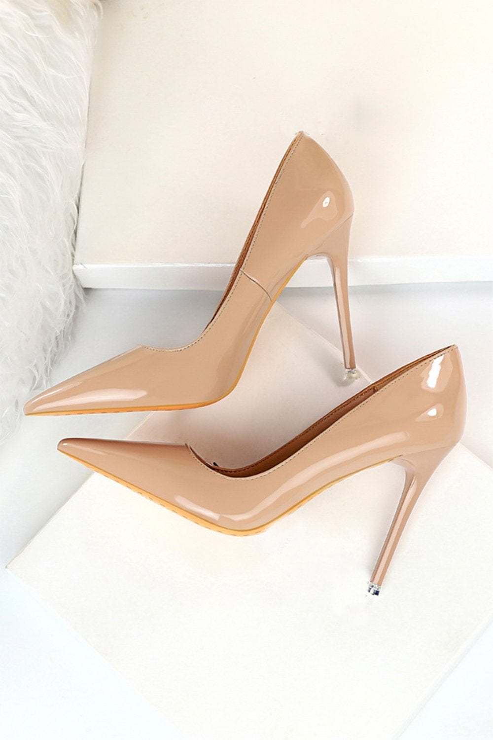 Pointy Stiletto Heels in Khaki