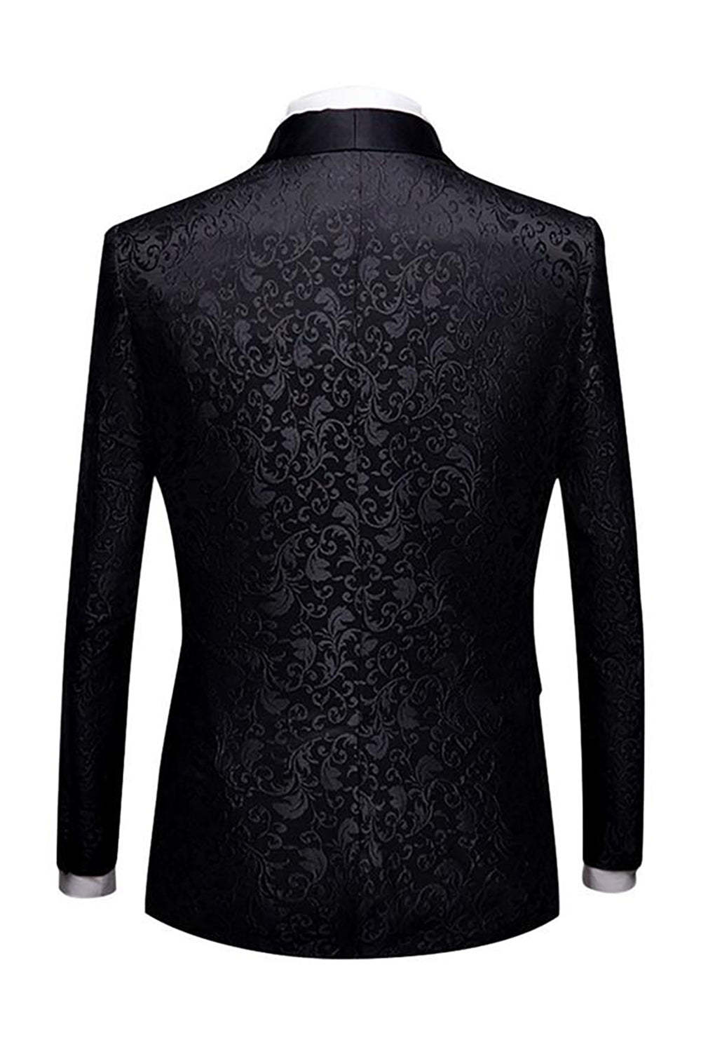 Men's 2-Piece Suits with Black Jacquard Shawl Lapel