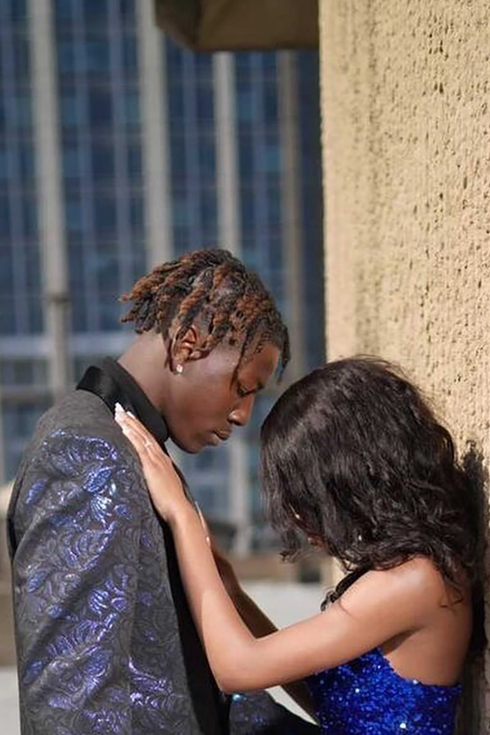 Sparkly Men's Prom Blazer with Dark Blue Shawl Lapel