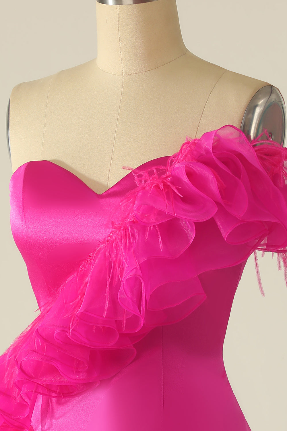 Fuchsia Sweetheart Short Cocktail Dress With Ruffles