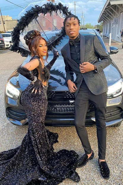 Slim Black Shawl Lapel Blazer for Men's Prom