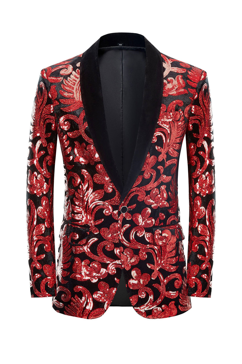 Men's 2-Piece Suits with Shawl Lapel One Button and Red Sequins
