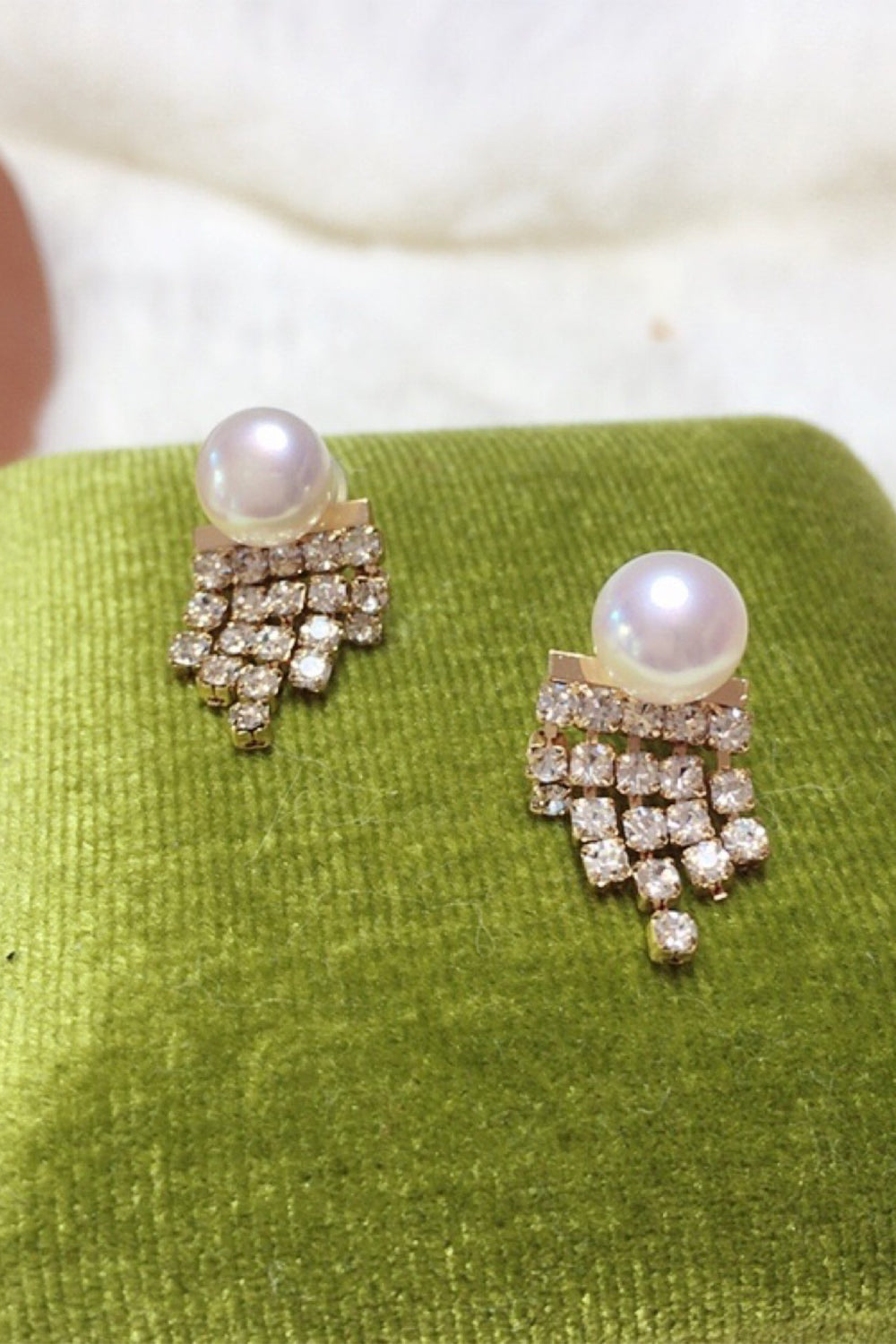 White Pearl Beaded Earrings