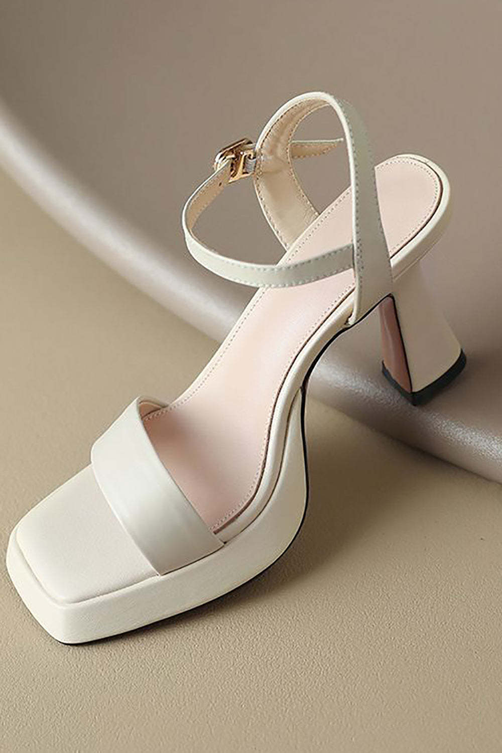 High Heeled Open Toe Sandal in Black