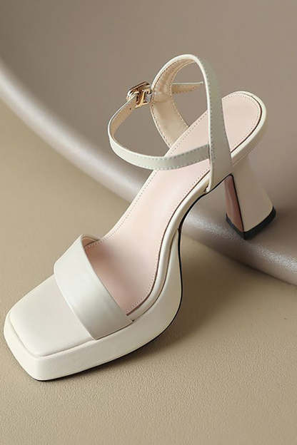 High Heeled Open Toe Sandal in Black