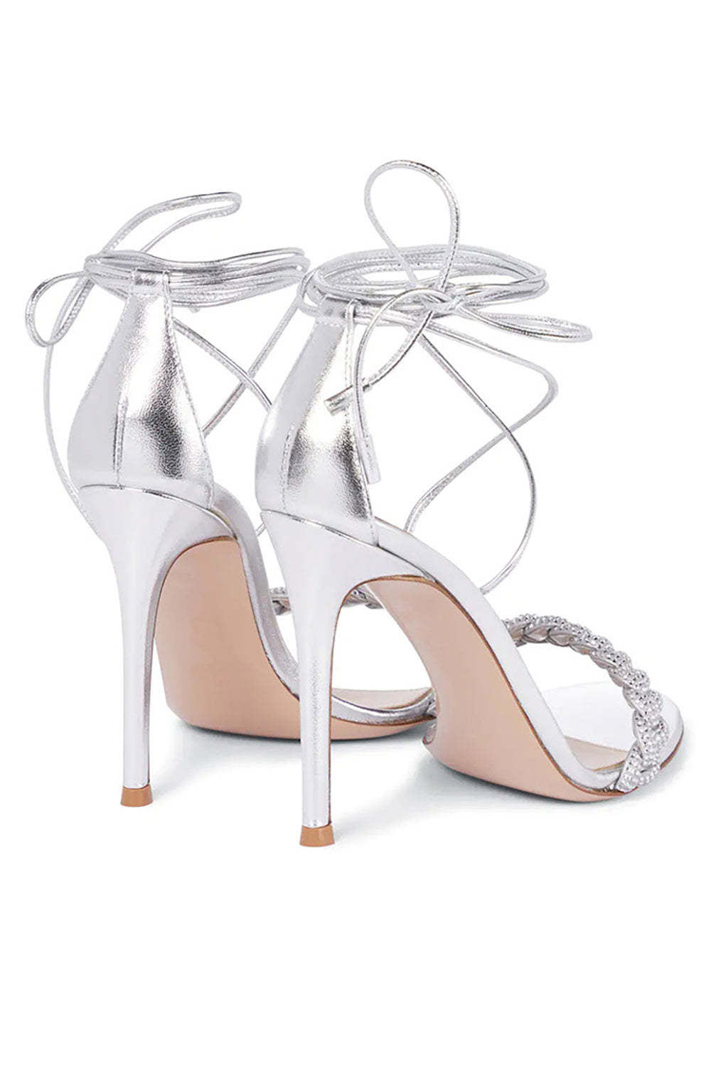 High Heels with Silver Lace-Up Detail