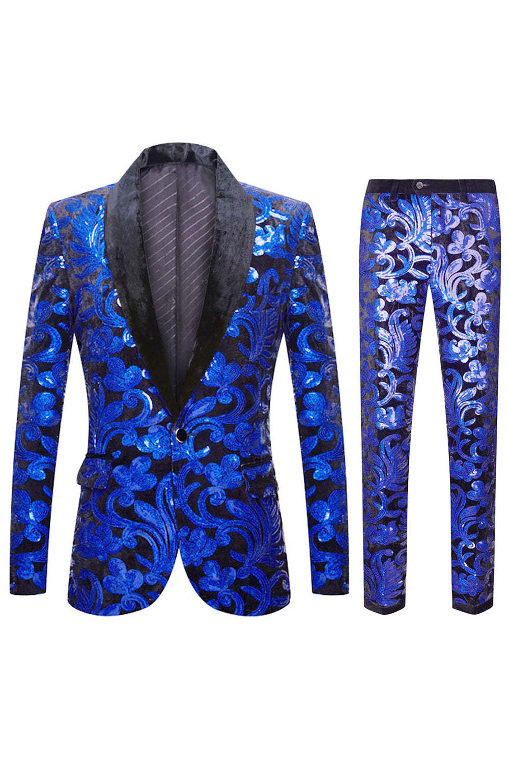 Men's 2-Piece Royal Blue Sequined Suit