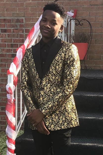 Men's Prom Suits with Golden Jacquard Shawl Lapel 2-Piece Set