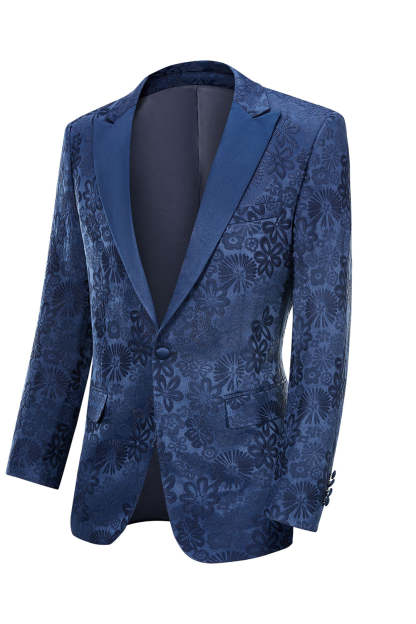 Black Jacquard 3-Piece Prom Suit with Peak Lapel for Men