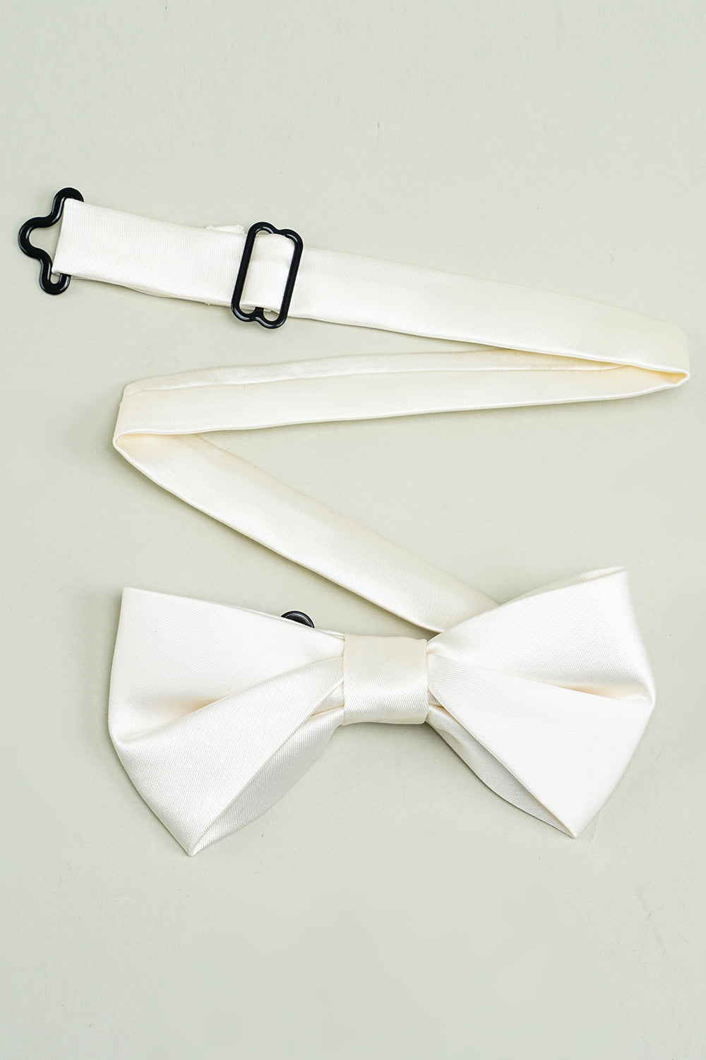 Formal White Satin Bow Tie for Tuxedo Adjustable