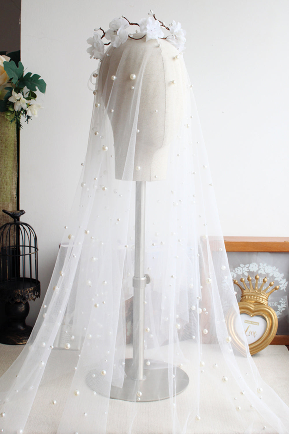 Bridal Pearl Veils for Weddings in Two Tiers