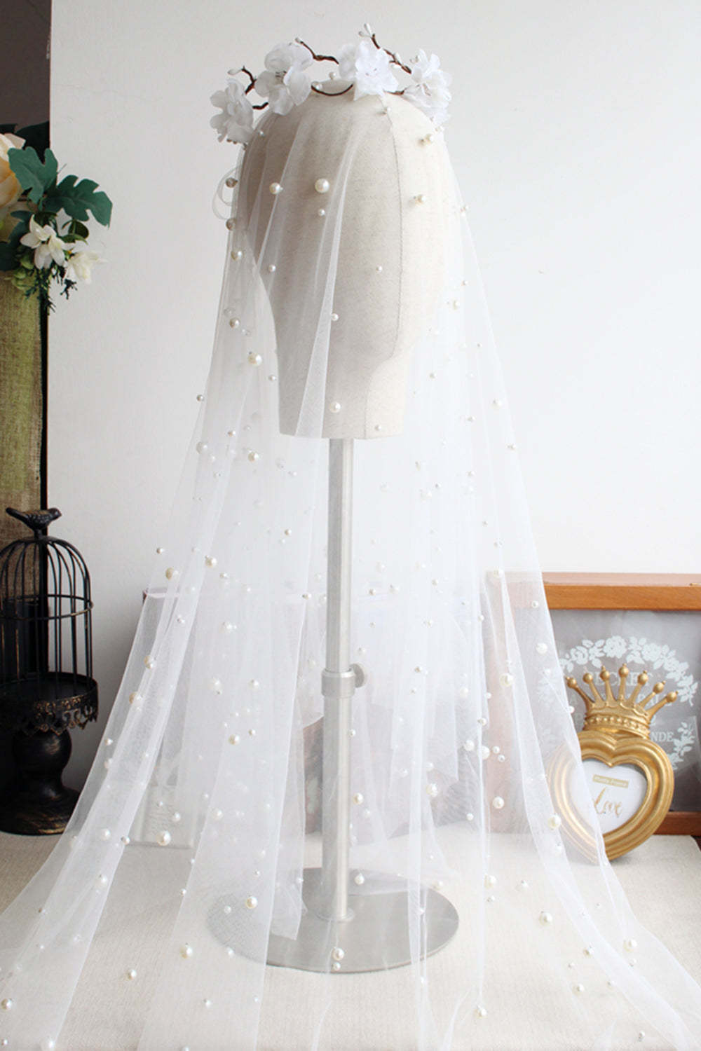 Bridal Pearl Veils for Weddings in Two Tiers