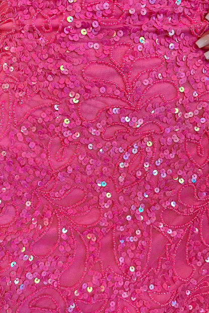 Sparkly Sheath Spaghetti Straps Pink Sequins Short Cocktail Dress