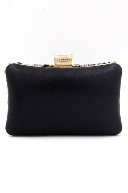 Evening Clutch with Black Beaded Shoulder Chain