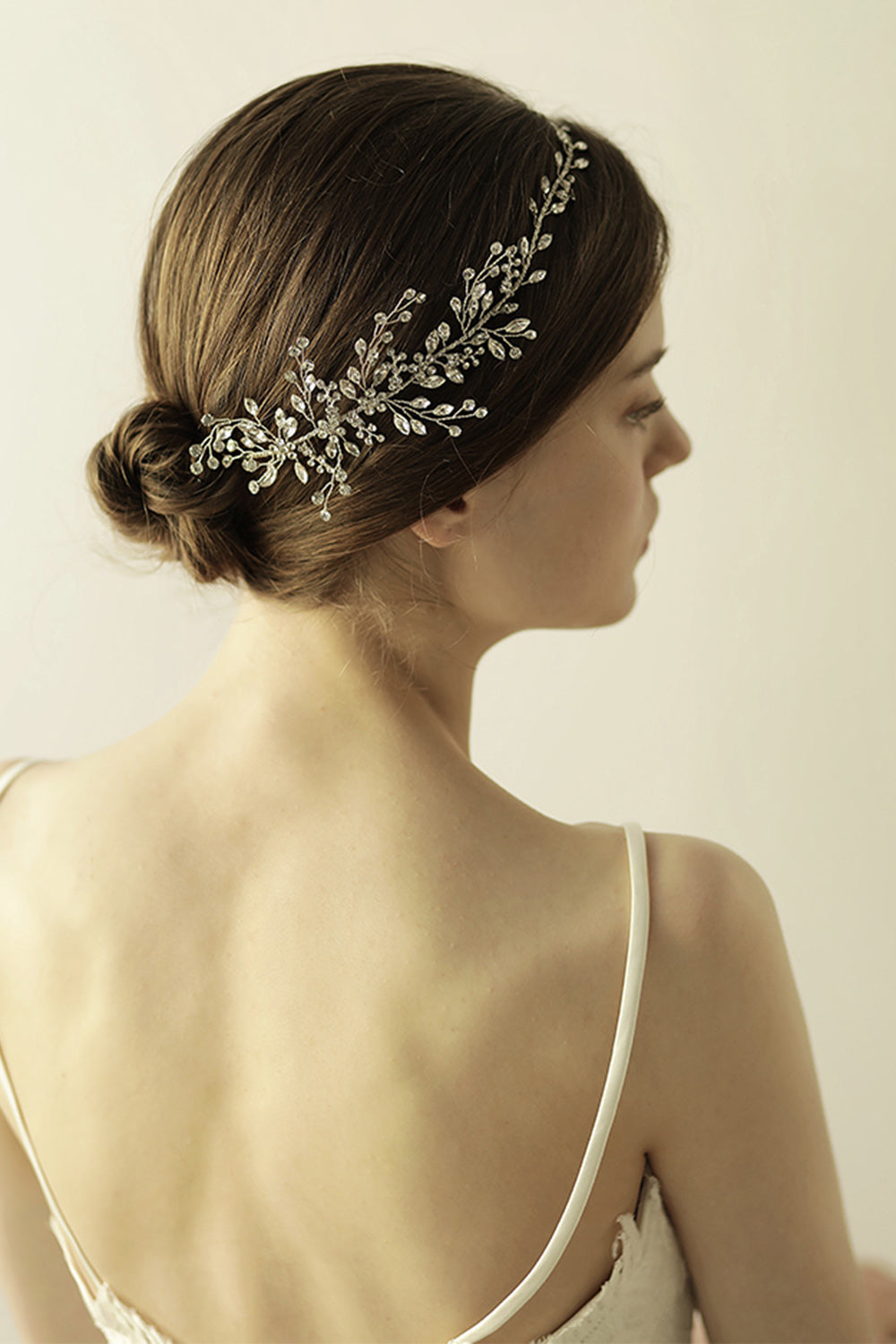 Bridal Headband with Shiny Rhinestone Branch