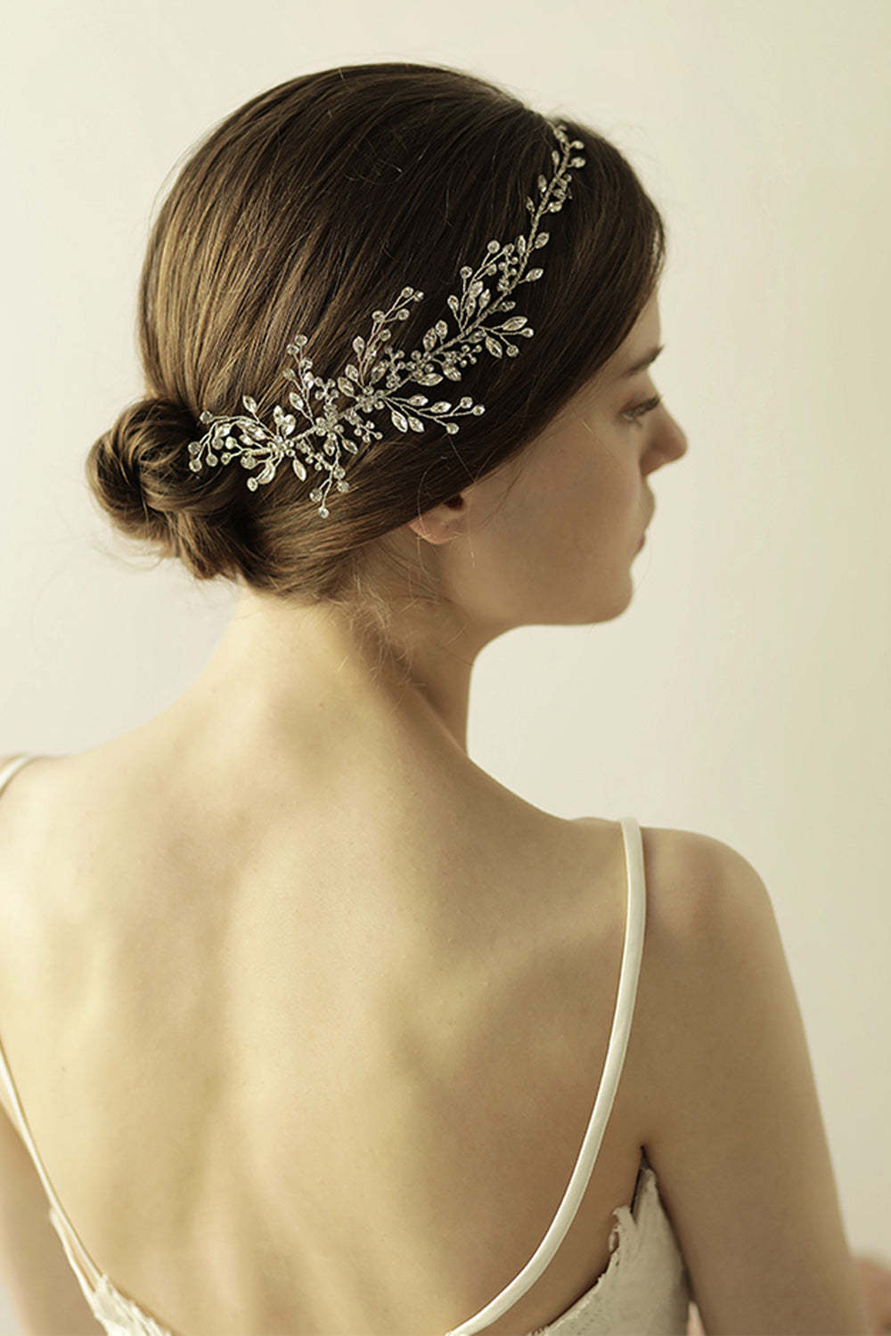 Bridal Headband with Shiny Rhinestone Branch