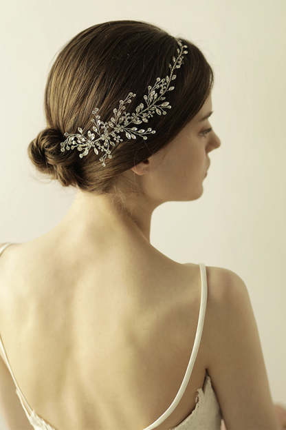 Bridal Headband with Shiny Rhinestone Branch