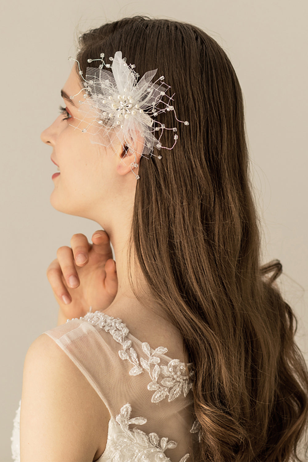 Handmade Hair Clip with Sweet Feather Yarn Flower