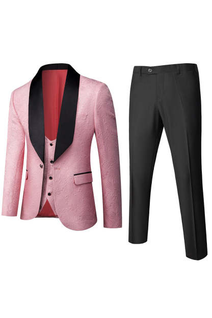 Men's White Jacquard Tuxedo 3-Piece Suit