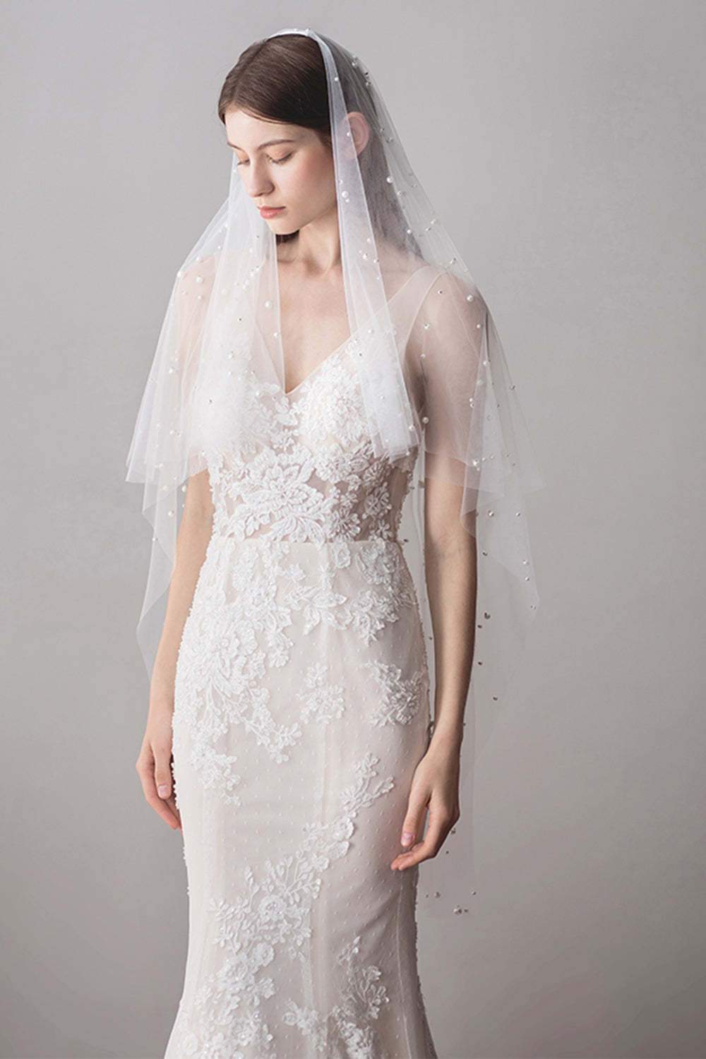 Bridal Pearl Veils for Weddings in Two Tiers