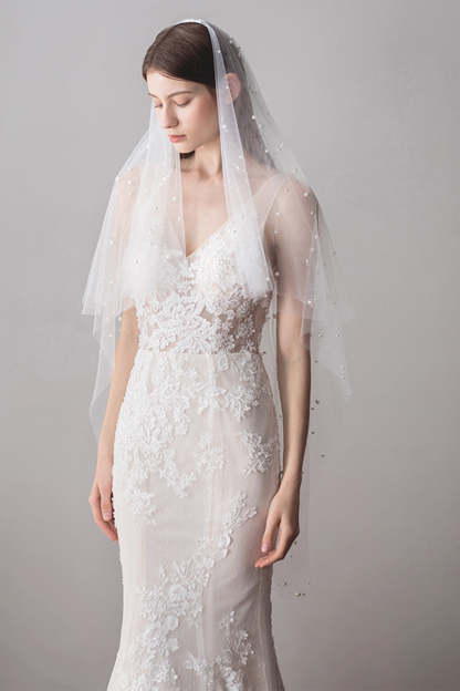 Bridal Pearl Veils for Weddings in Two Tiers