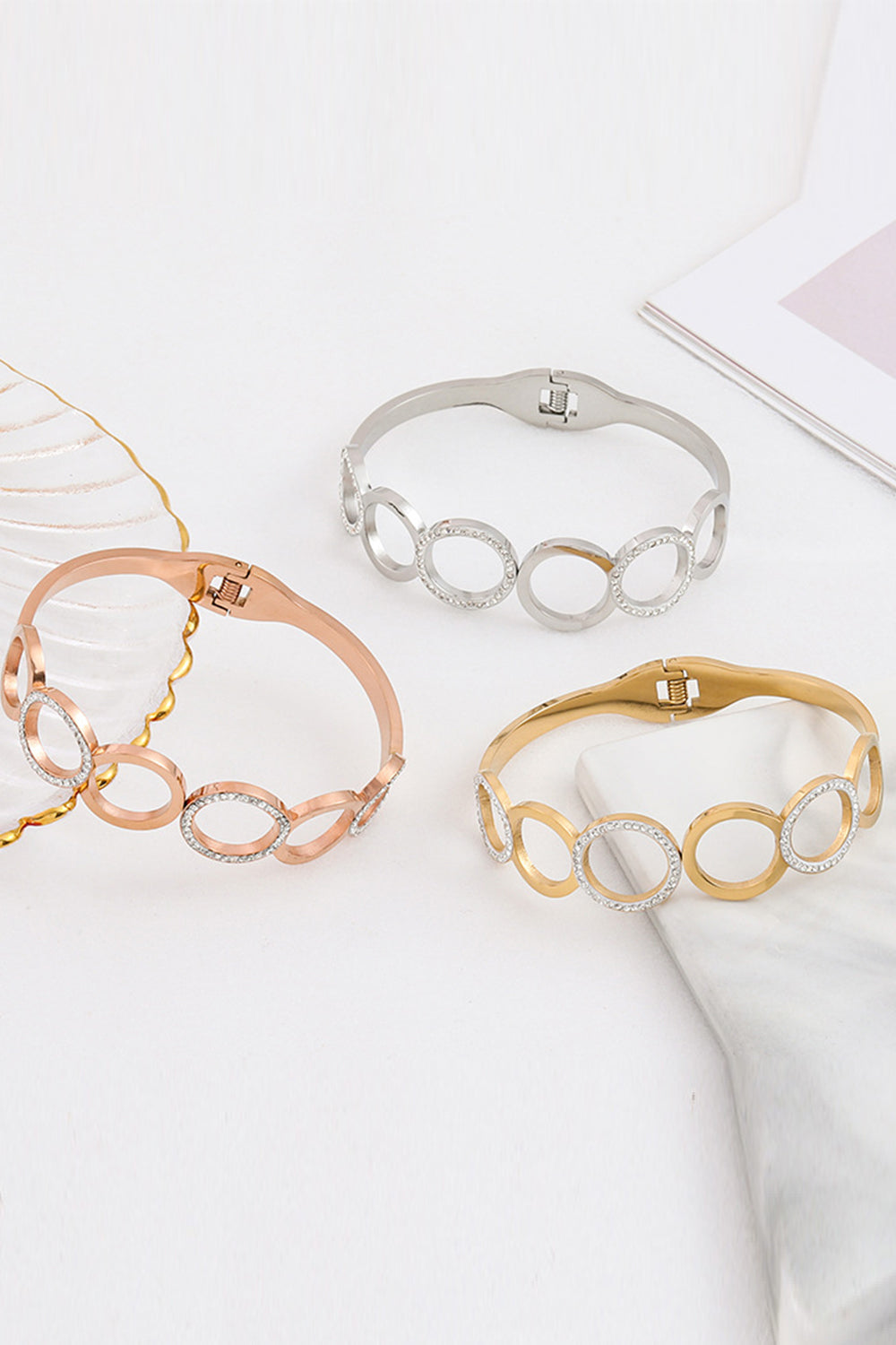 Round Cutout Bracelet in Antique Titanium Steel