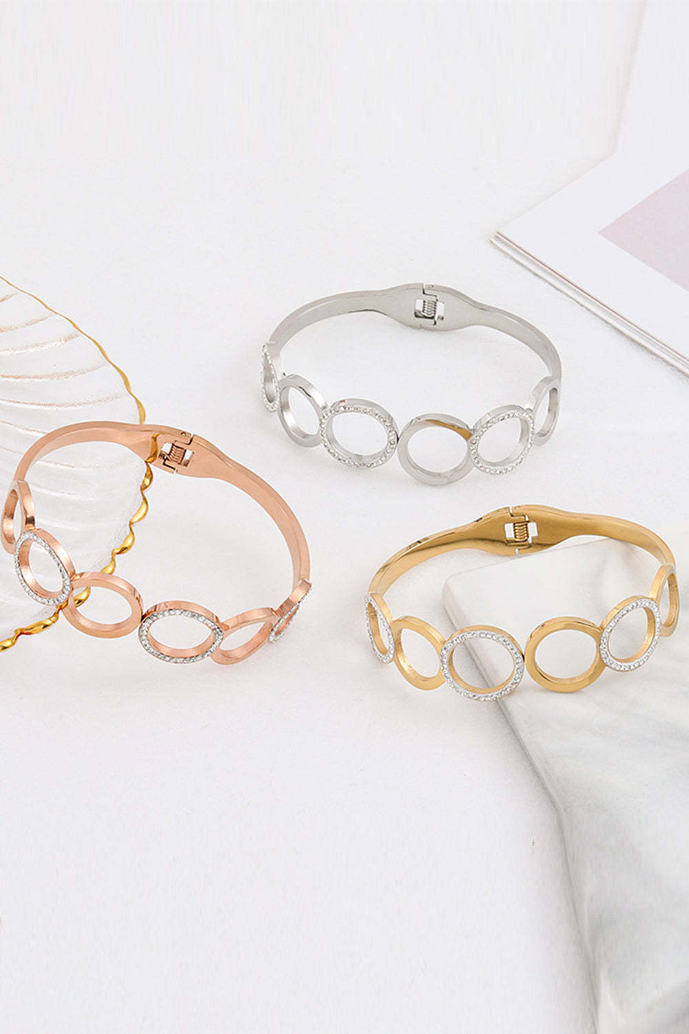 Round Cutout Bracelet in Antique Titanium Steel