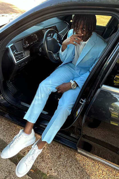 Blue Men's Prom Suits with Slim Fit Notched Lapel