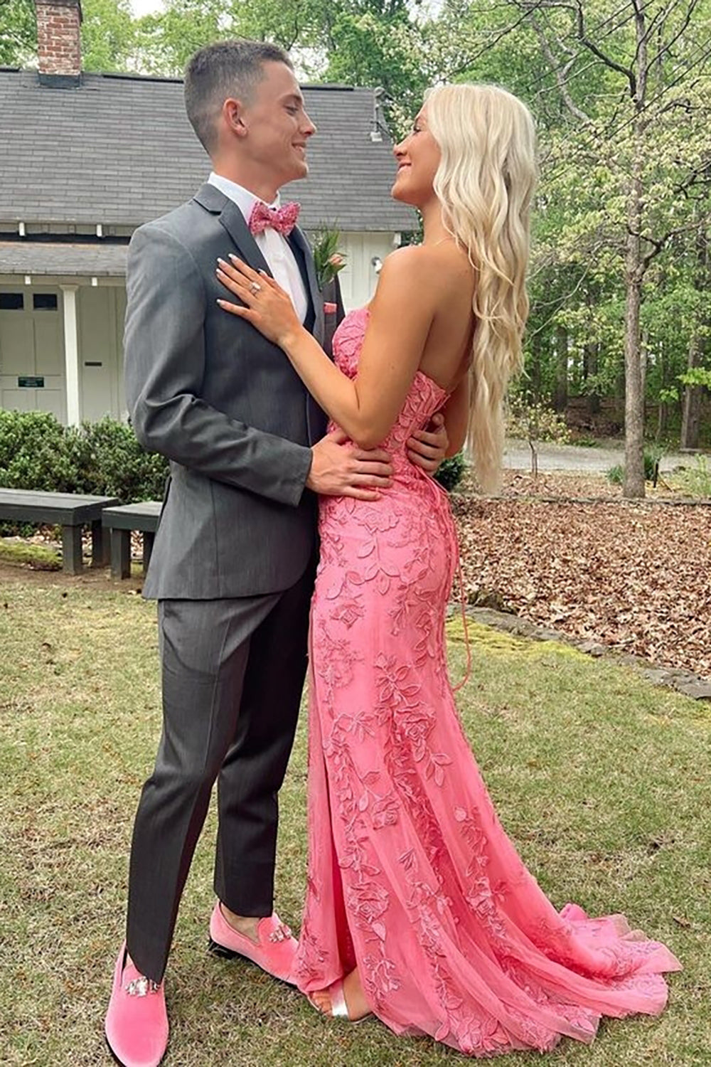 Grey Men's Party Suits with Notched Lapel and Two Buttons