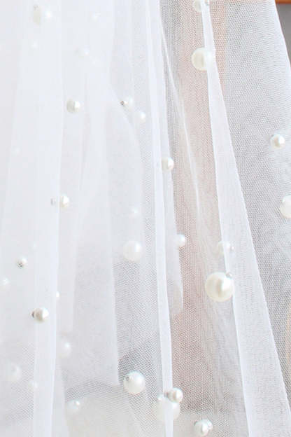 Bridal Pearl Veils for Weddings in Two Tiers