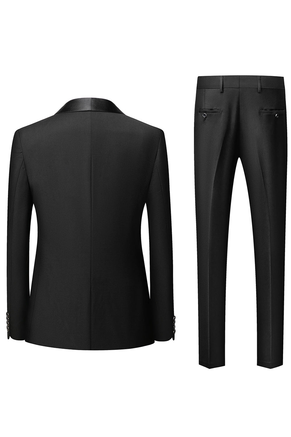 Three-Piece Men's Suit with Black Shawl Lapel