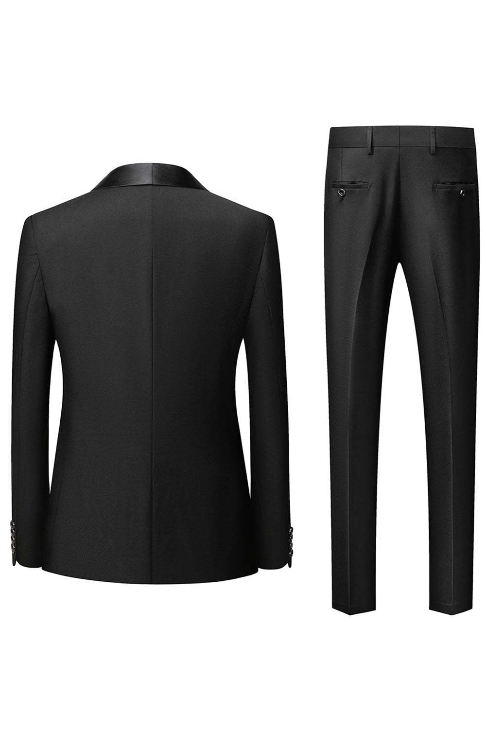 Three-Piece Men's Suit with Black Shawl Lapel