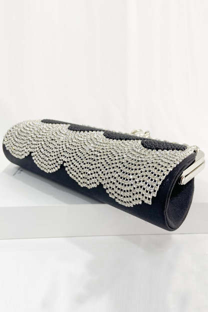 Party Handbag with Black Beaded Fringes
