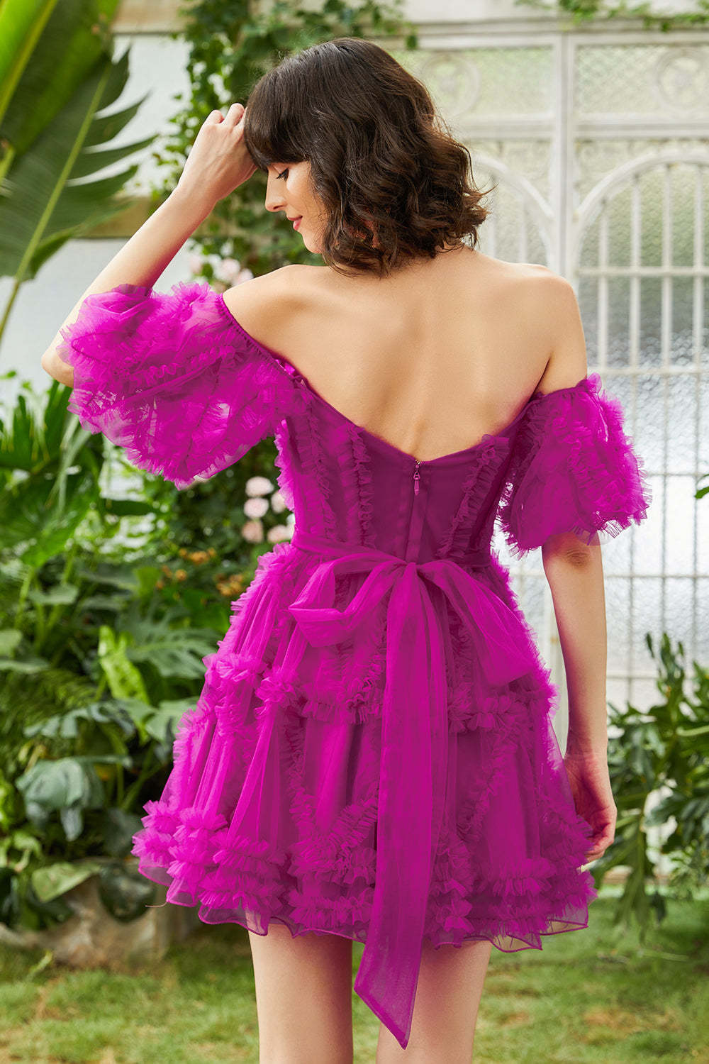 Cute A Line Off The Shoulder Black Tulle Corset Cocktail Dress