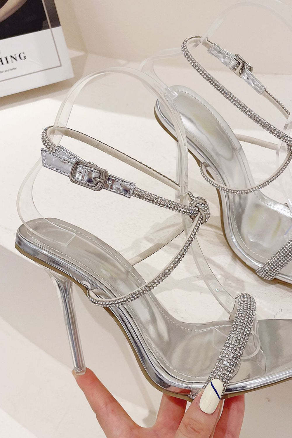 Black Stiletto High Heels with Square Toe