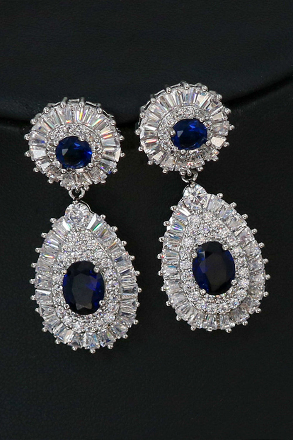 Jewelry Set with Royal Blue Crystal Necklace and Earrings