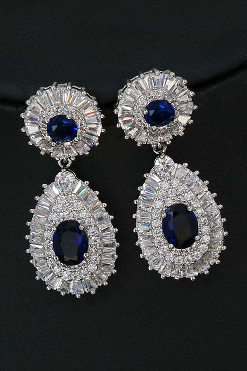 Jewelry Set with Royal Blue Crystal Necklace and Earrings