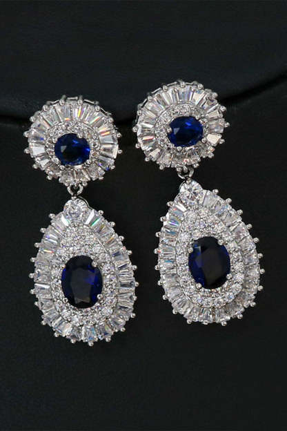 Jewelry Set with Royal Blue Crystal Necklace and Earrings