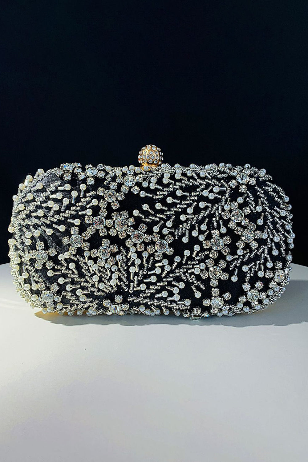 Evening Clutch Bag with Black Beads