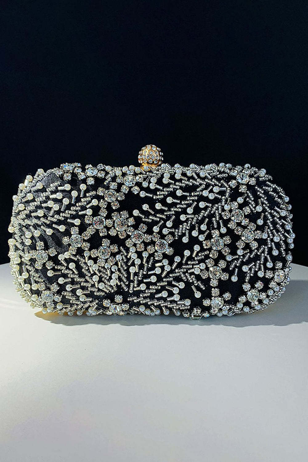 Evening Clutch Bag with Black Beads