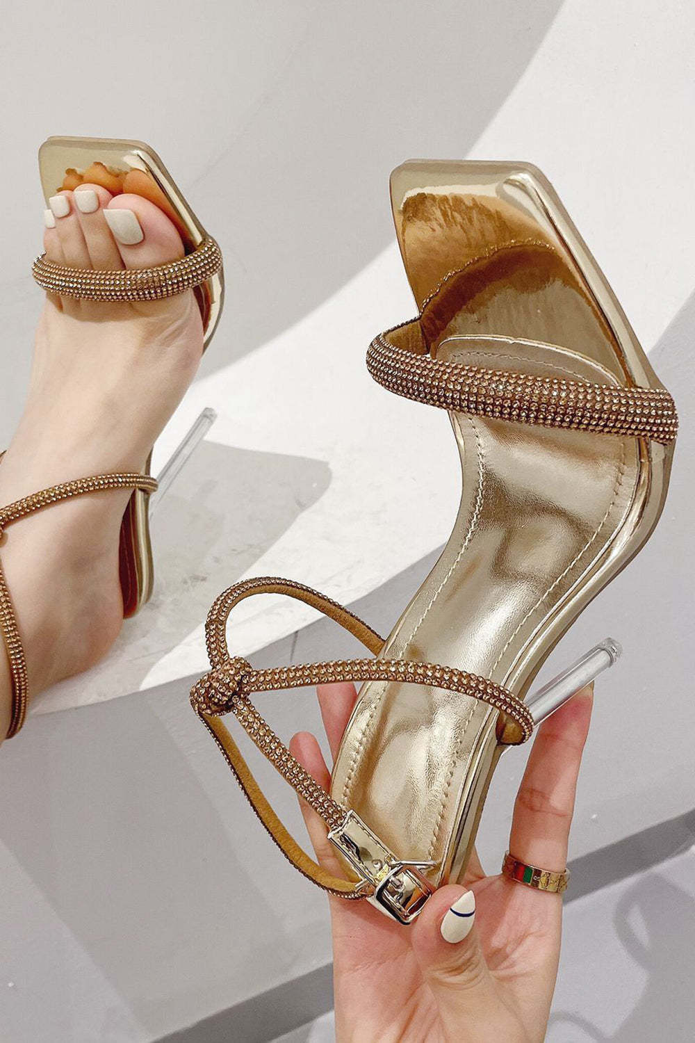 Black Stiletto High Heels with Square Toe