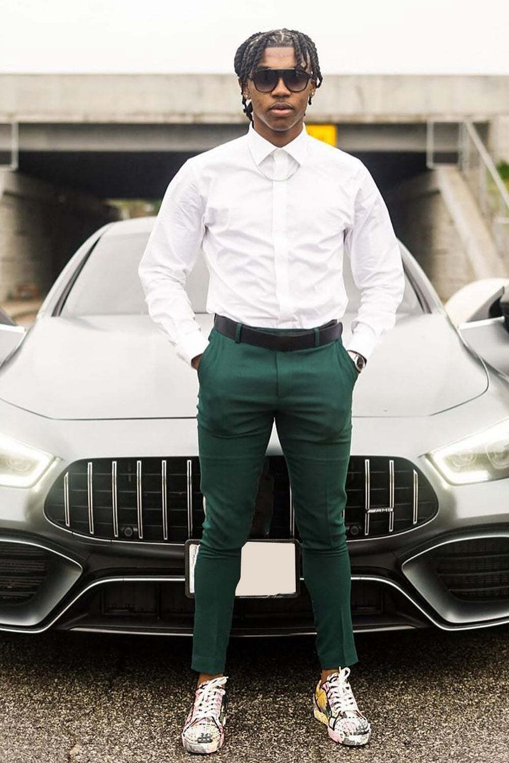 Dark Green Men's Prom Suit with Peak Lapel and Single Breasted Design