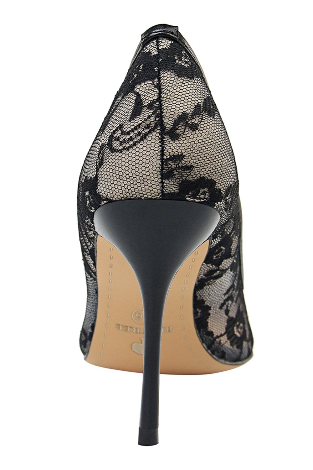 Stiletto Heels with Black Floral Lace