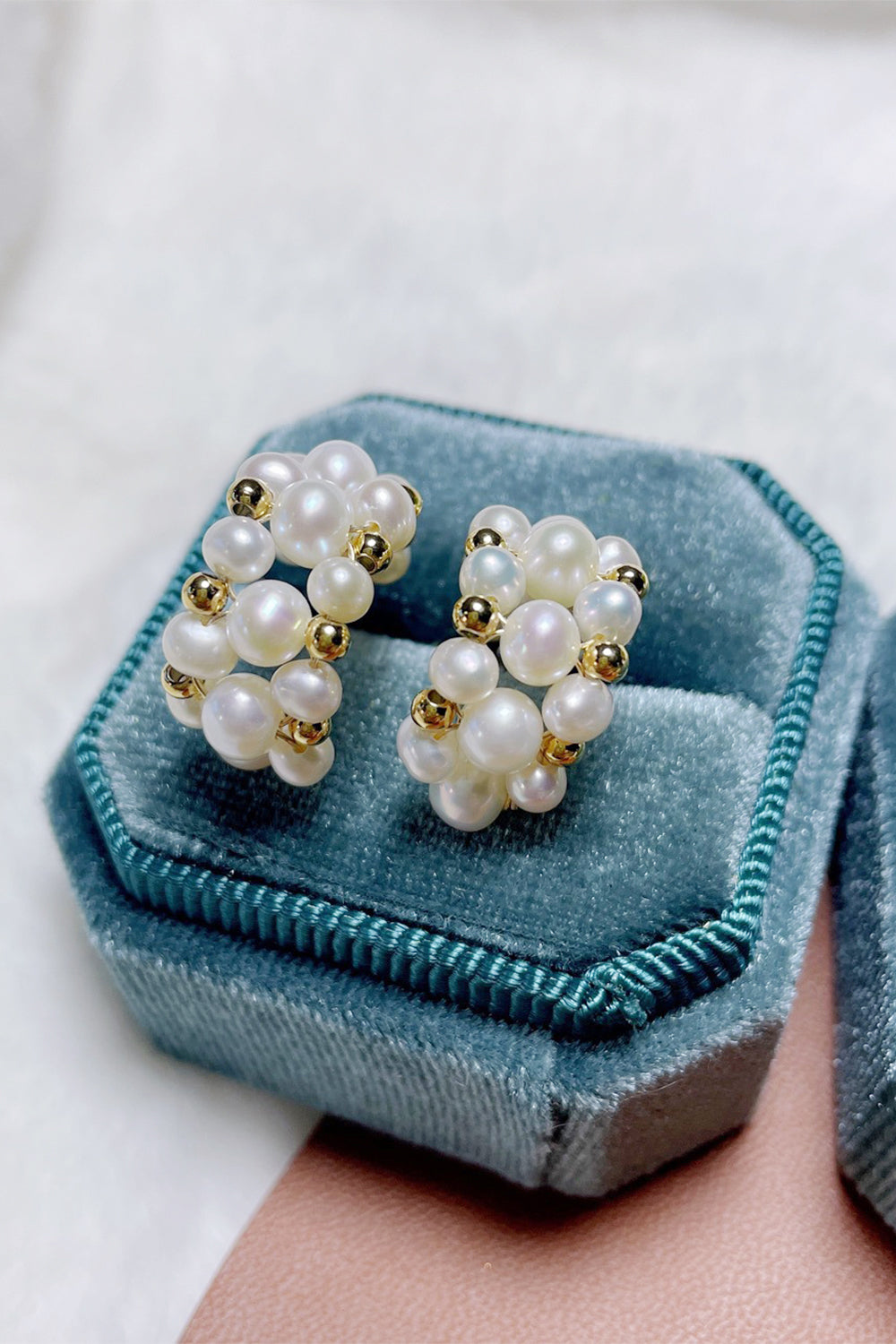 Hoop Earrings with Vintage Pearl Accents