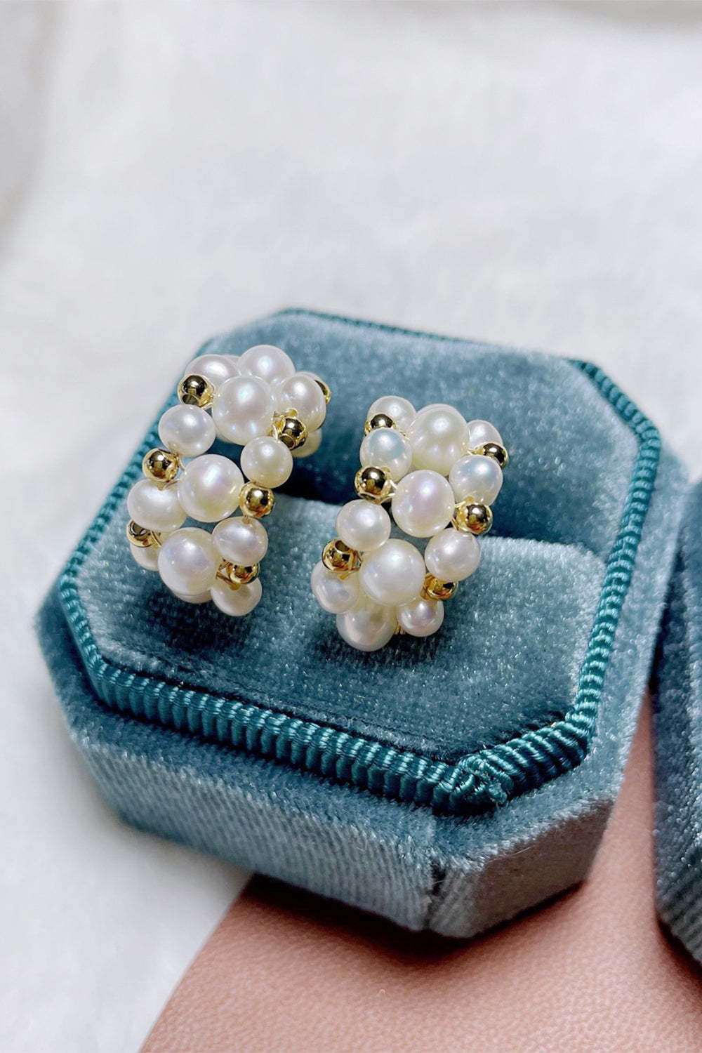 Hoop Earrings with Vintage Pearl Accents