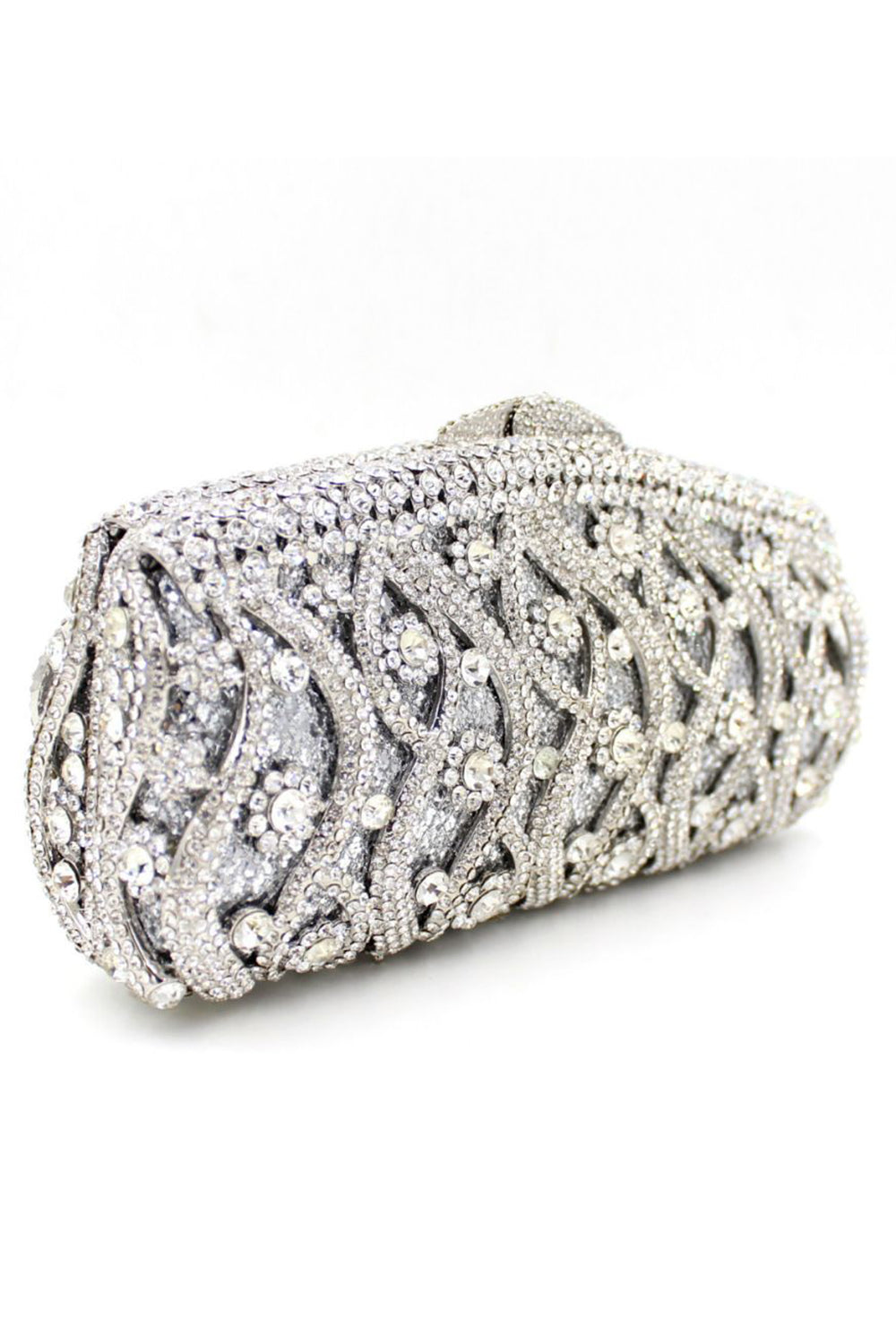 Elegant Handbag with Detachable Chain for Parties Adorned with Rhinestones
