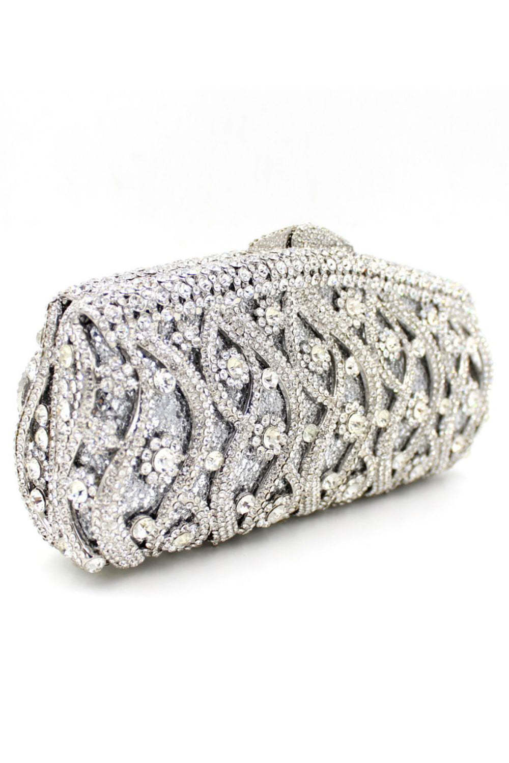 Elegant Handbag with Detachable Chain for Parties Adorned with Rhinestones